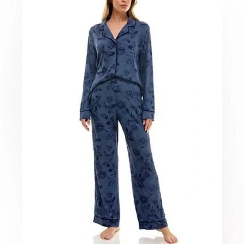 Roudelain Womens 2-Piece Long Sleeve To‎ Blue Large NWT